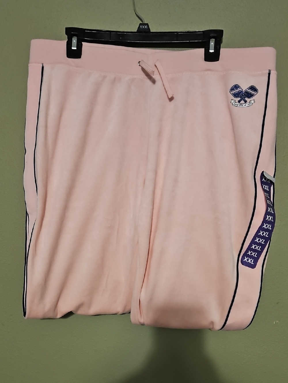 Juicy Couture Light Pink Drawstring Lounge Pants with Navy Trim